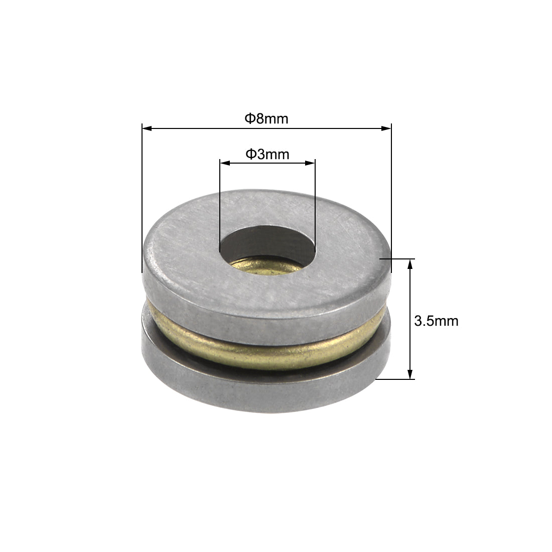 uxcell Uxcell F3-8M Miniature Thrust Ball Bearing 3x8x3.5mm Chrome Steel with Washer 10Pcs