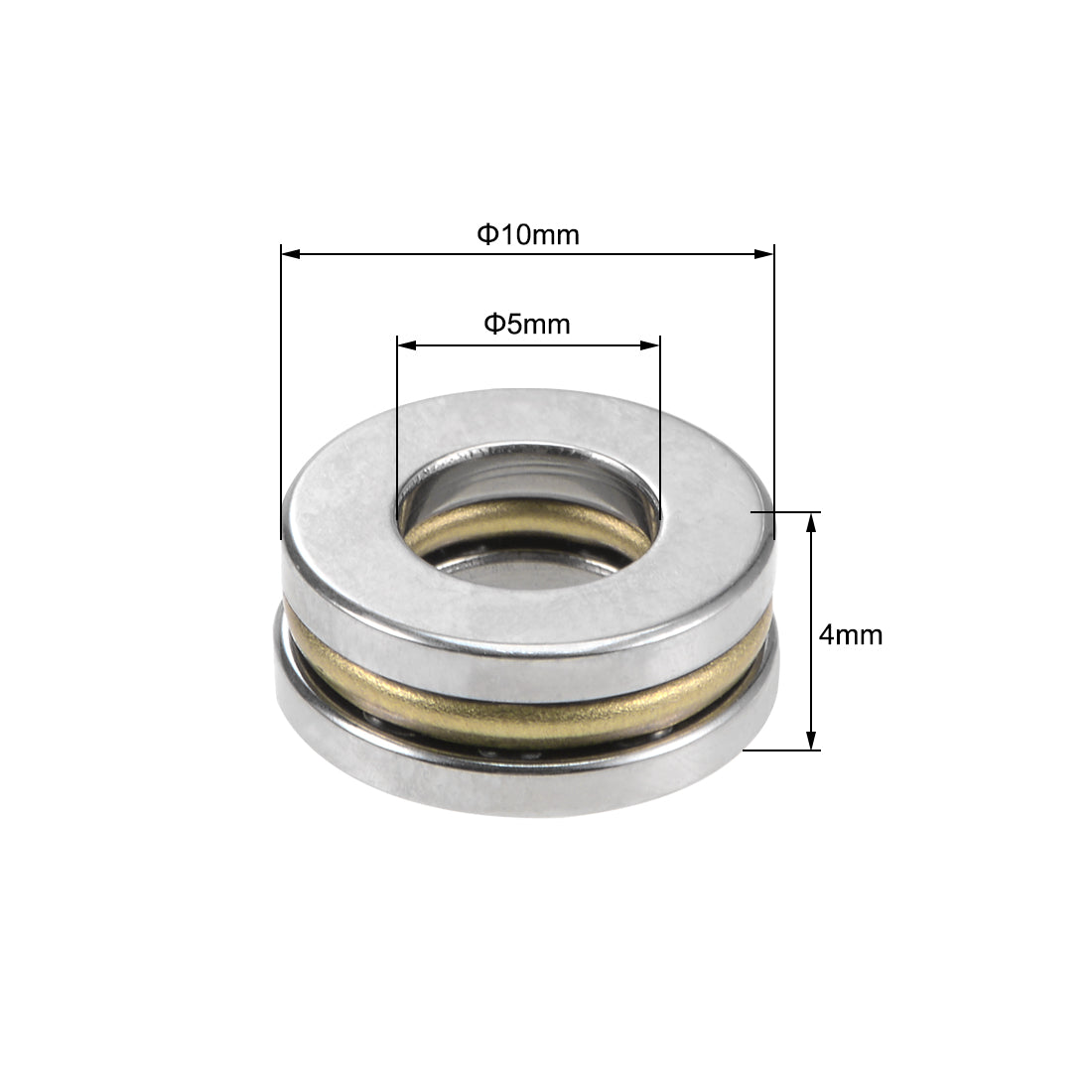 uxcell Uxcell F5-10M Miniature Thrust Ball Bearing 5x10x4mm Chrome Steel with Washer 10Pcs