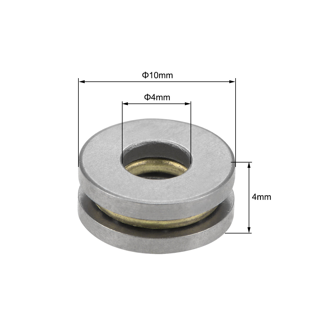 uxcell Uxcell F4-10M Miniature Thrust Ball Bearing 4x10x4mm Chrome Steel with Washer 2Pcs