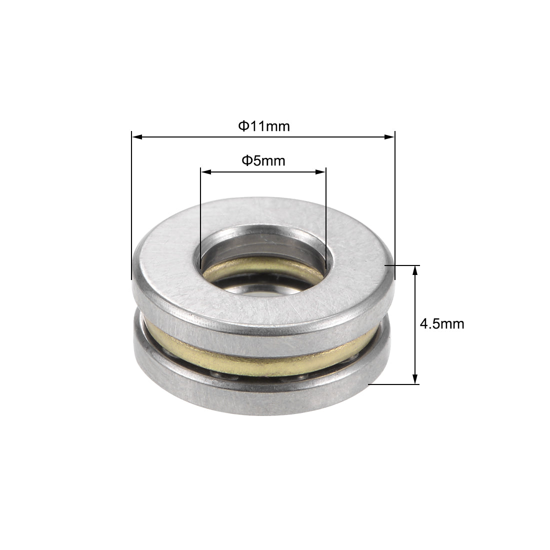 uxcell Uxcell F5-11M Miniature Thrust Ball Bearing 5x11x4.5mm Chrome Steel with Washer 2Pcs