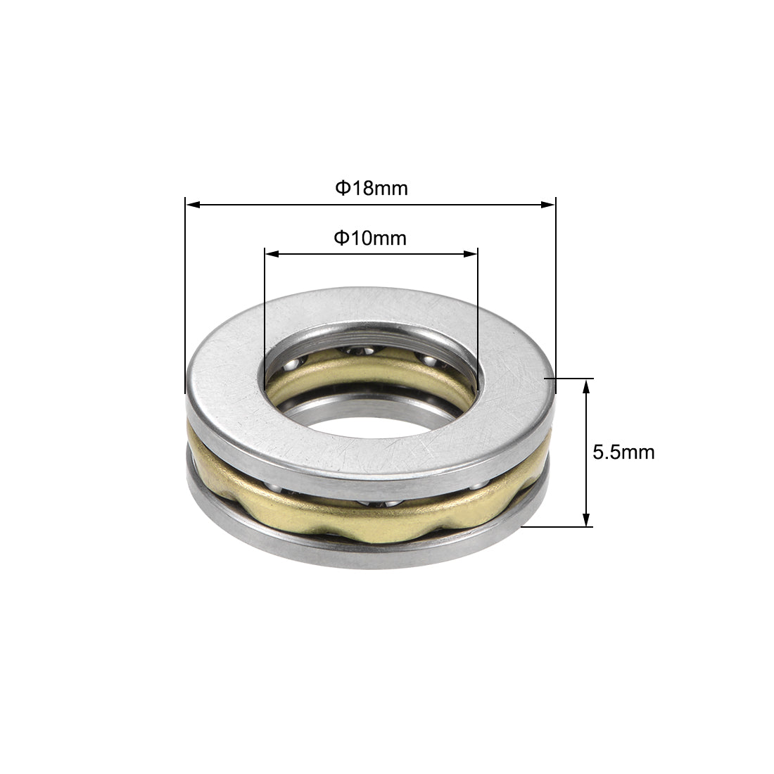 uxcell Uxcell F10-18M Miniature Thrust Ball Bearing 10x18x5.5mm Chrome Steel with Washer 10Pcs