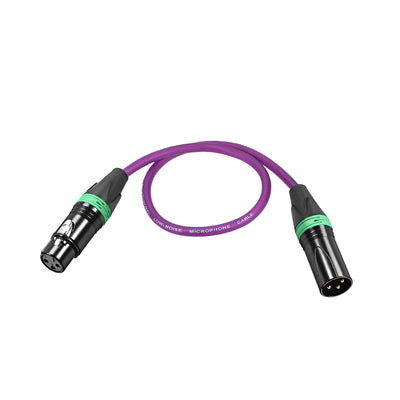 Harfington Uxcell XLR Male to XLR Female Cable Line for Microphone Video Camera Sound Card Mixer Green Black XLR Purple Line 0.5M 1.64ft