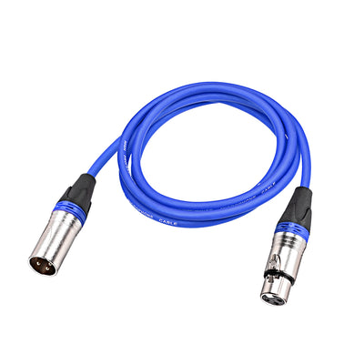 Harfington Uxcell XLR Male to XLR Female Cable Line for Microphone Camera Sound Card Mixer Blue Silver Tone XLR Blue Line 2M  6.56ft