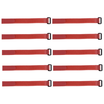 Harfington Uxcell 10pcs Hook and Loop Straps 3/4-inch x 14-inch Securing Straps Cable Tie (Red)