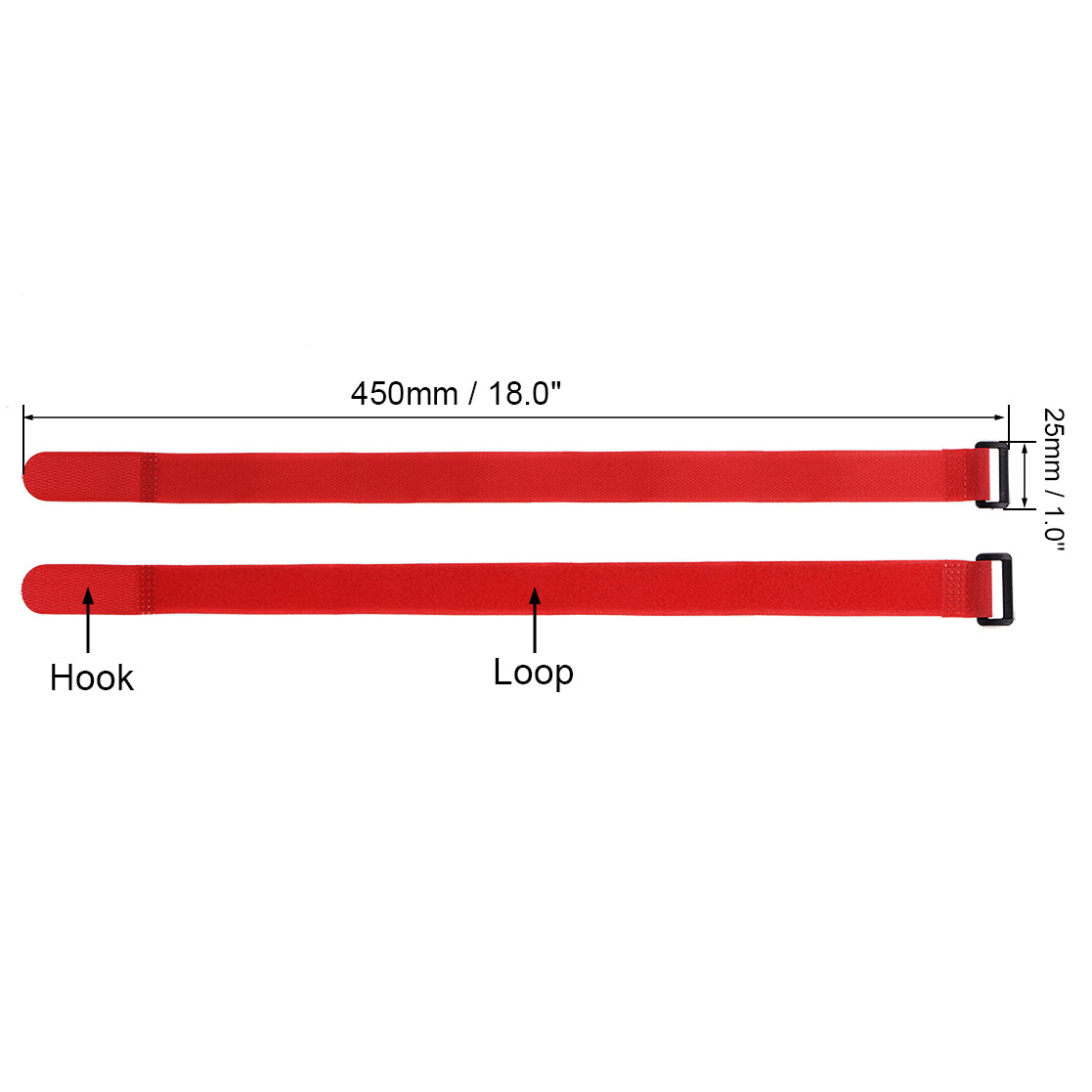 uxcell Uxcell 10pcs Hook and Loop Straps 1-inch x 18-inch Securing Straps Cable Tie (Red)