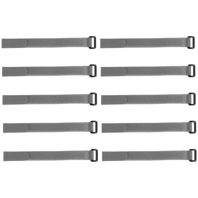 Harfington Uxcell 10pcs Hook and Loop Straps 3/4-inch x 10-inch Securing Straps Cable Tie (Gray)