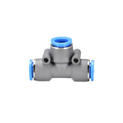 Harfington Uxcell Push To Connect Air Fittings T Type Tee Tube Connect 12mm OD Grey Push Lock