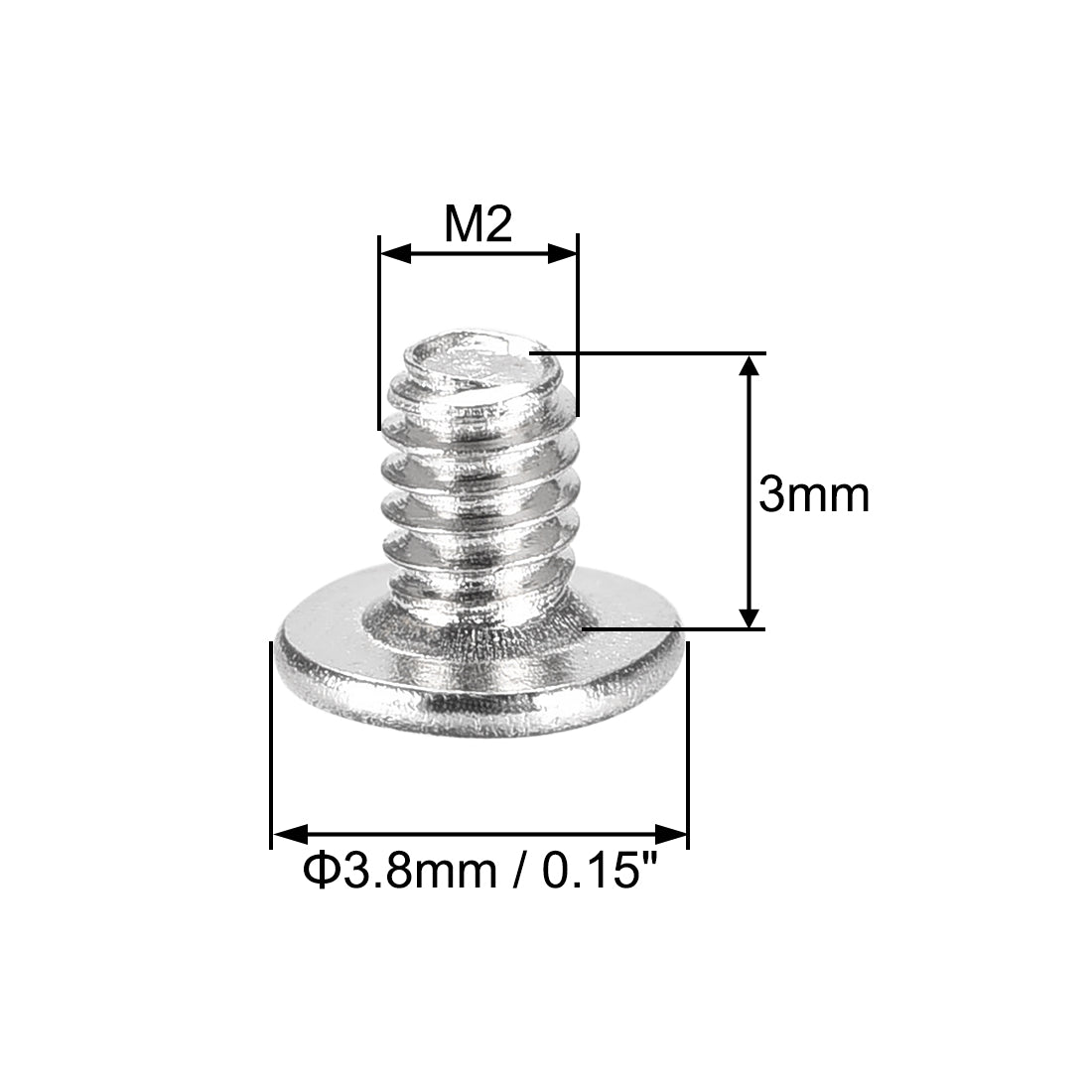 Uxcell M2x3mm Computer Screws Phillips Head Screw Silver 3.8mm Dia ...