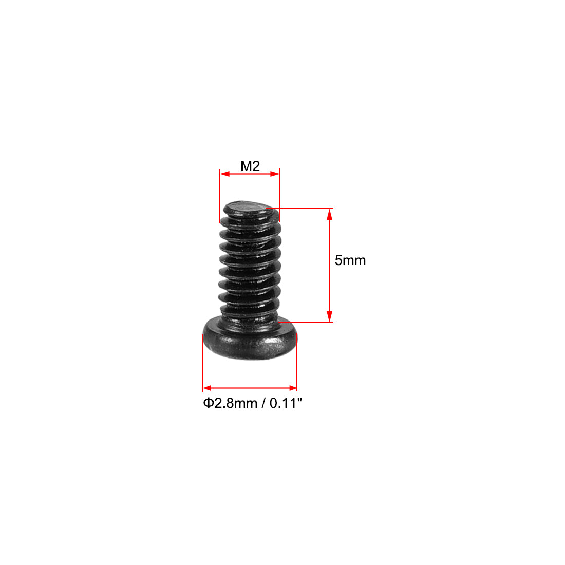 Uxcell M2x5mm Computer Screws Phillips Screw Fastener Black 2.8mm Dia ...