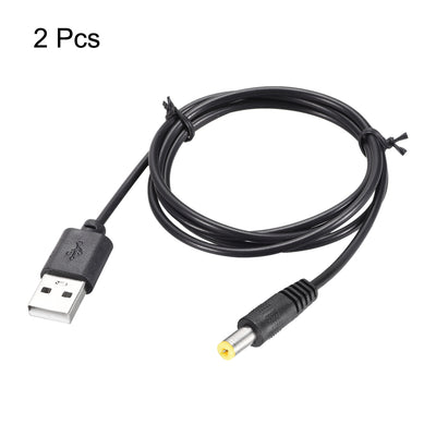 Harfington Uxcell 2pcs 1M DC Male Power Supply 5.5x2.1mm Adapter to USB Plug Male Cable