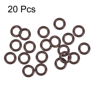 Harfington Uxcell Fluorine Rubber O-Rings OD ID 2.5mm Width FKM Seal Gasket Brown 20 Pieces