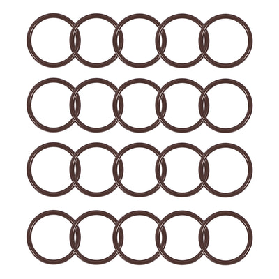 Harfington Uxcell Fluorine Rubber O-Rings OD ID 2.5mm Width FKM Seal Gasket Brown 20 Pieces