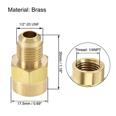 Harfington Uxcell Brass Pipe Fitting, 5/8-18UNF Flare Male to 1/4NPT Female Thread, Tubing Adapter Hose Connector, for Air Conditioner Refrigeration