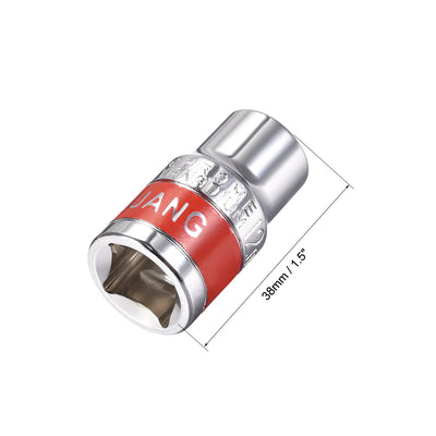 Harfington Uxcell 2 Pcs 1/2-Inch Drive by 12mm Shallow Socket with Red Band, Cr-V, 12-Point, Metric