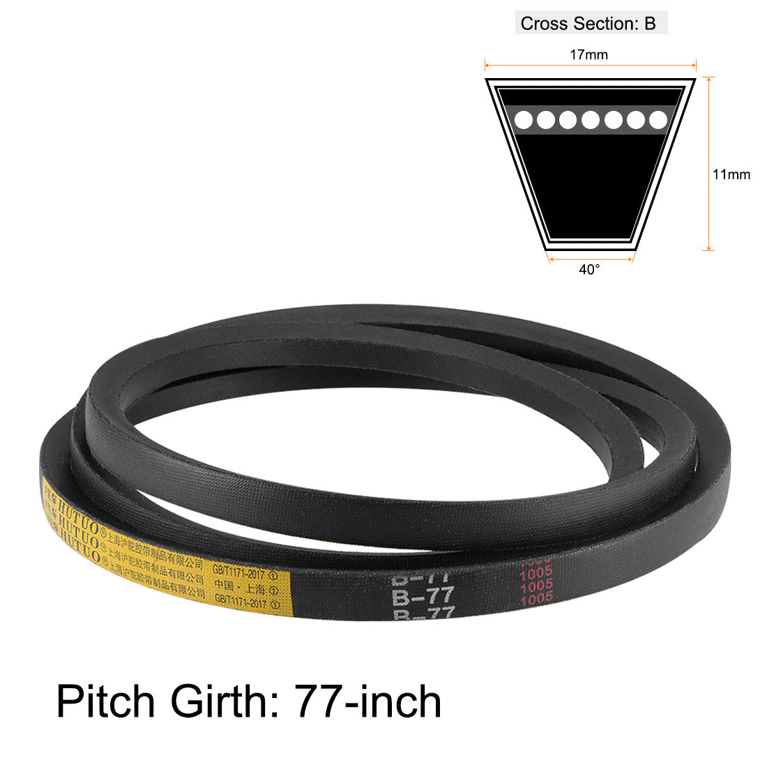 uxcell Uxcell B-77 V-Belts 77" Pitch Length, B-Section Rubber Drive Belt