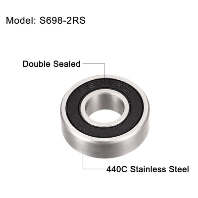 Harfington Uxcell Stainless Steel Ball Bearing Double Sealed Bearings
