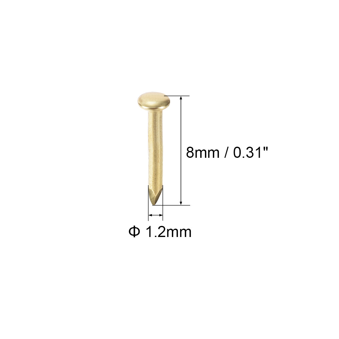 uxcell Uxcell Small Tiny Nails 1.2X8mm for DIY Decorative Pictures Wooden Boxes Household Accessories Gold Tone 500pcs