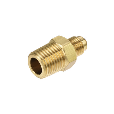 Harfington Uxcell Brass Pipe Fitting, 3/16 SAE Flare Male to 1/4NPT Male Thread, Tubing Adapter Hose Connector, for Air Conditioner Refrigeration, 2Pcs