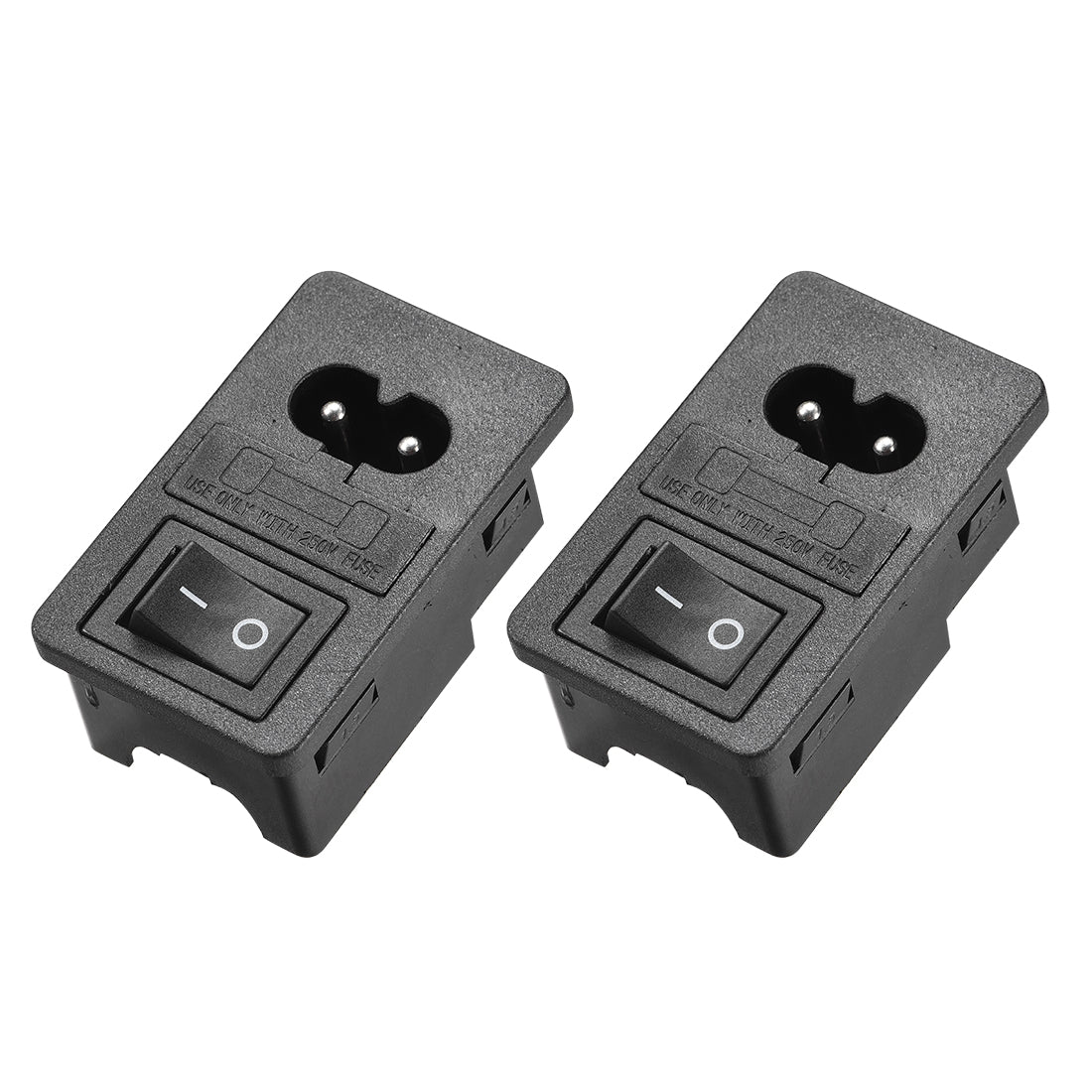 Uxcell C8-8 Panel Mount Plug Adapter 250V 10A 2P 1.5mm Buckle IEC Inlet ...