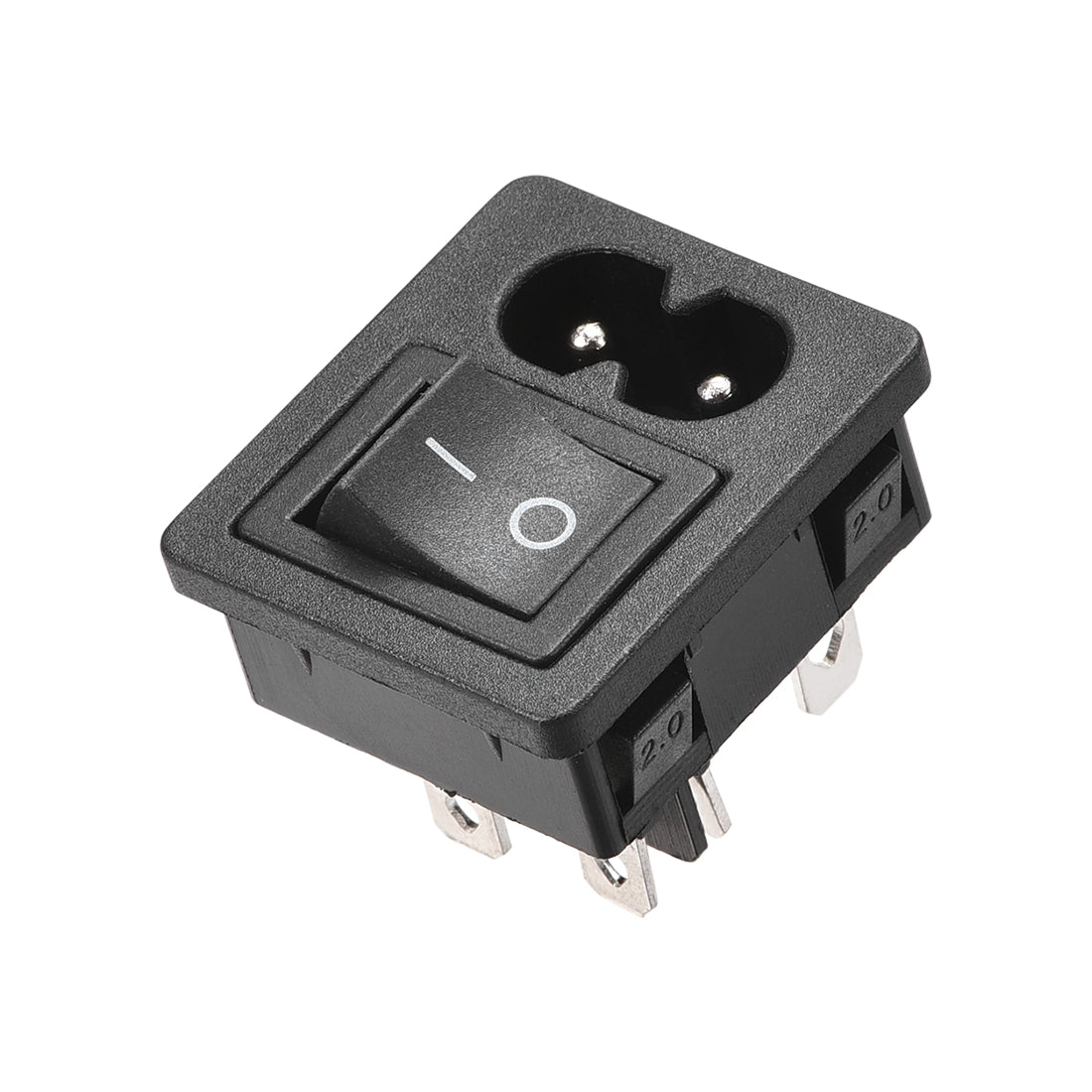 Uxcell C8-8 Panel Mount Plug Adapter AC 250V 2.5A 2 Pins 2mm Buckle IEC ...