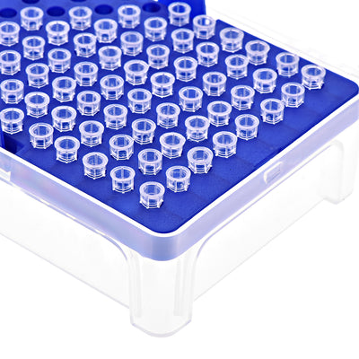 Harfington Uxcell Pipette Tips Box 96-Well Polypropylene Tip Holder Container for 10ul Pipettor 4.5mm Hole Diameter Blue