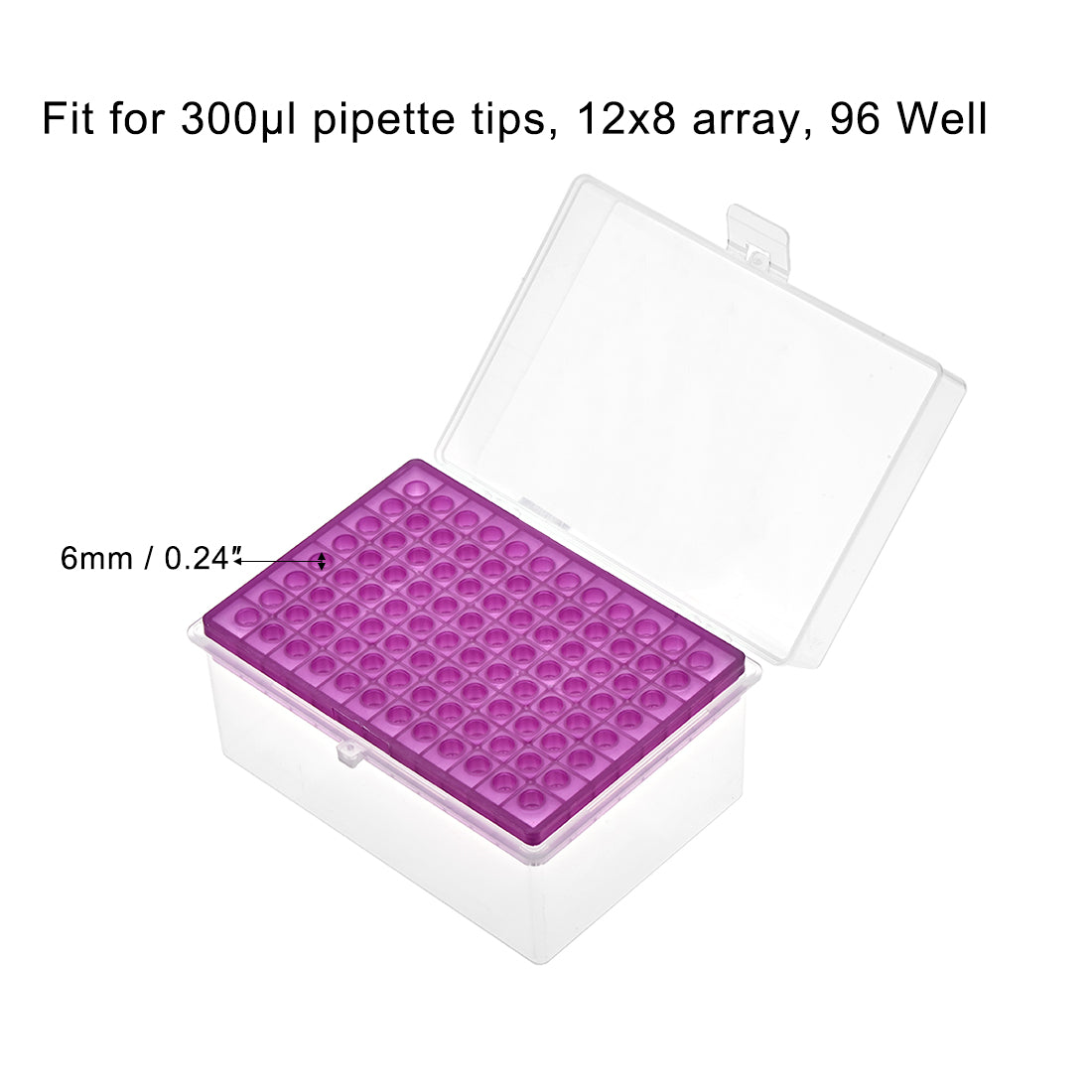 uxcell Uxcell Pipette Tips Box 96-Well Polypropylene Tip Holder Container for 300ul Pipettor 6mm Hole Diameter
