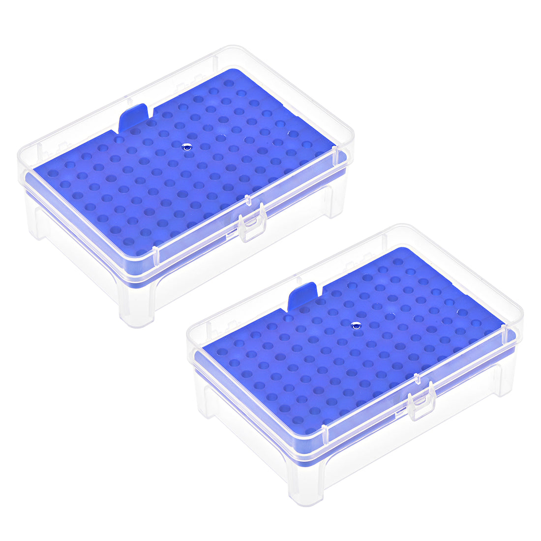 uxcell Uxcell Pipette Tips Box 96-Well Polypropylene Tip Holder Container for 10ul Pipettor 4.5mm Hole Diameter Blue 2Pcs