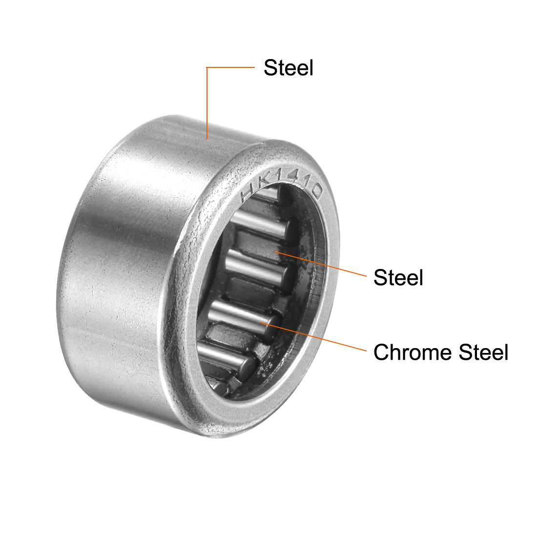 uxcell Uxcell HK Series Needle Roller Bearings, Stamping Steel Drawn Cup Metric