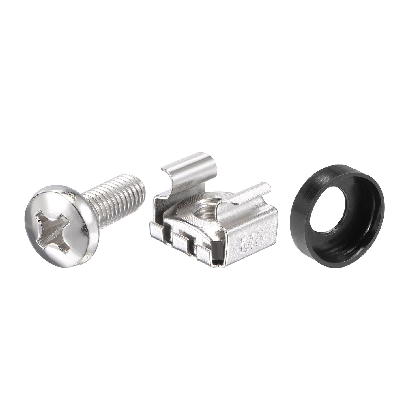 uxcell Uxcell M6x16mm Server Rack Cage Nuts Silver Tone 20Set, Mounting Screws for Server Shelves