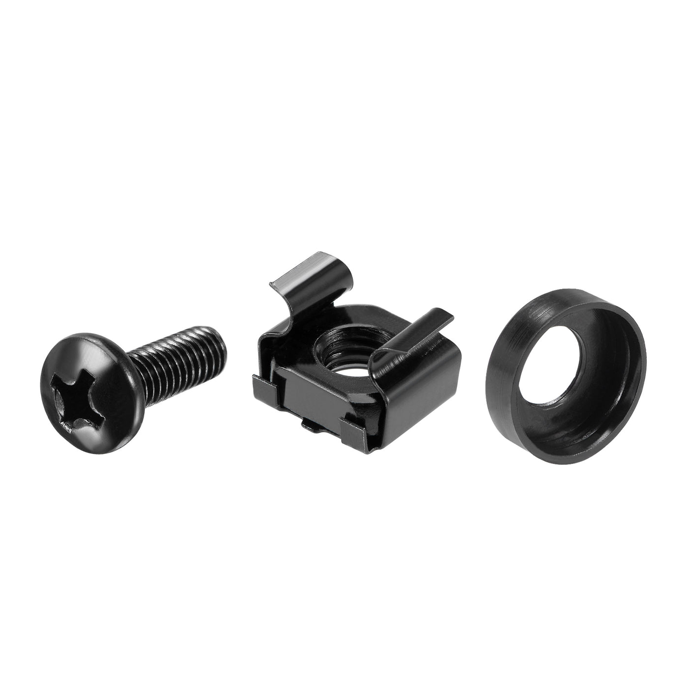 uxcell Uxcell M6x16mm Server Rack Cage Nuts Black 25Set, Mounting Screws for Server Shelves