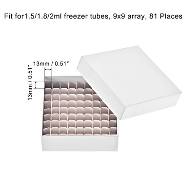 Harfington Uxcell Freezer Tube Box 81 Places Cardboard Holder Rack for 1.5/1.8/2ml Microcentrifuge Tubes 5Pcs