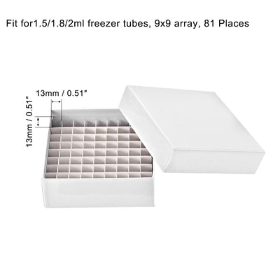 Harfington Uxcell Freezer Tube Box 81 Places Waterproof Cardboard Holder Rack for 1.5/1.8/2ml Microcentrifuge Tubes