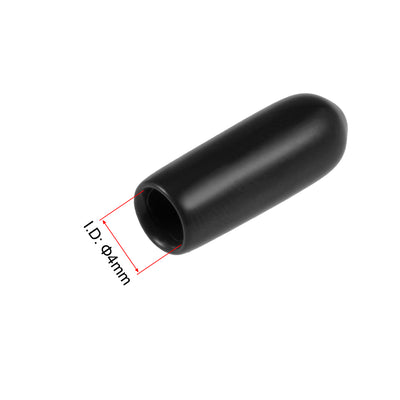 Harfington Uxcell 200pcs Rubber End Caps 4mm ID 15mm Height Screw Thread Protectors Black