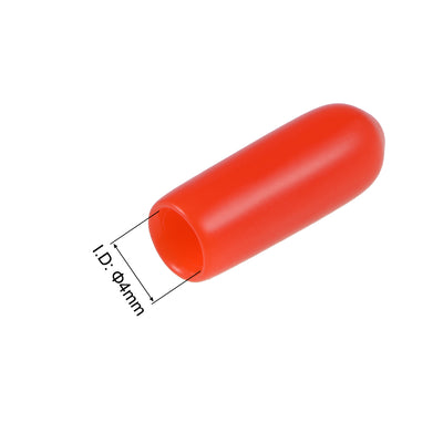 Harfington Uxcell 80pcs Rubber End Caps 4mm ID 15mm Height Screw Thread Protectors Red