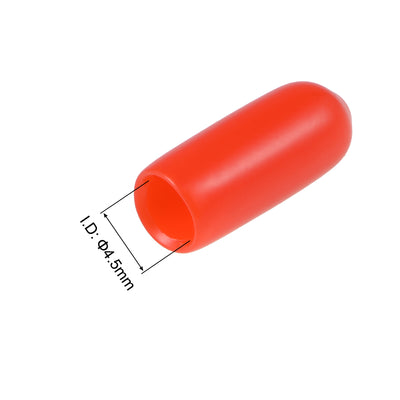 Harfington Uxcell 200pcs Rubber End Caps 4.5mm ID 15mm Height Screw Thread Protectors Red