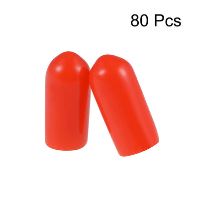 Harfington Uxcell 80pcs Rubber End Caps 5mm ID 15mm Height Screw Thread Protectors Red