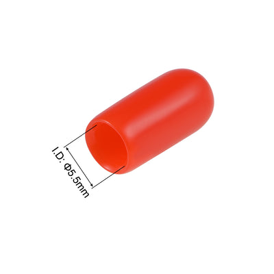 Harfington Uxcell 200pcs Rubber End Caps 5.5mm ID 15mm Height Screw Thread Protectors Red