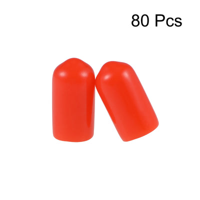 Harfington Uxcell 80pcs Rubber End Caps 6.5mm ID 15mm Height Screw Thread Protectors Red
