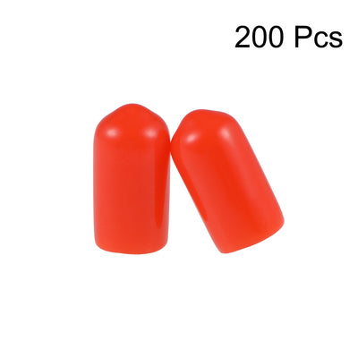 Harfington Uxcell 200pcs Rubber End Caps 6.5mm ID 15mm Height Screw Thread Protectors Red