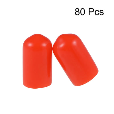 Harfington Uxcell 80pcs Rubber End Caps 7.5mm ID 15mm Height Screw Thread Protectors Red