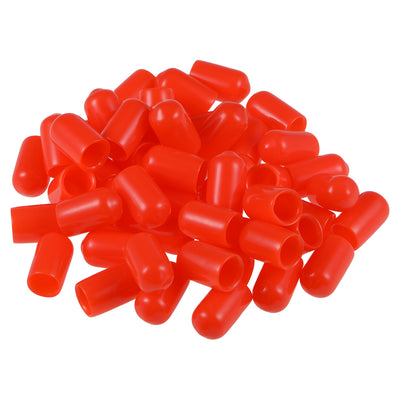 Harfington Uxcell 80pcs Rubber End Caps 7.5mm ID 15mm Height Screw Thread Protectors Red