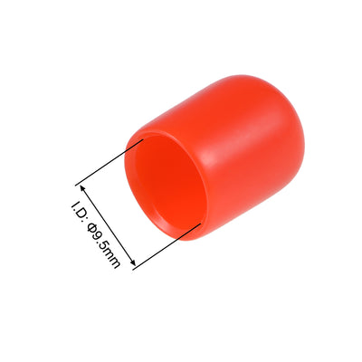 Harfington Uxcell 200pcs Rubber End Caps 9.5mm ID 18mm Height Screw Thread Protectors Red