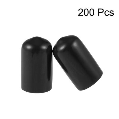 Harfington Uxcell 200pcs Rubber End Caps 10mm ID 20mm Height Screw Thread Protectors Black