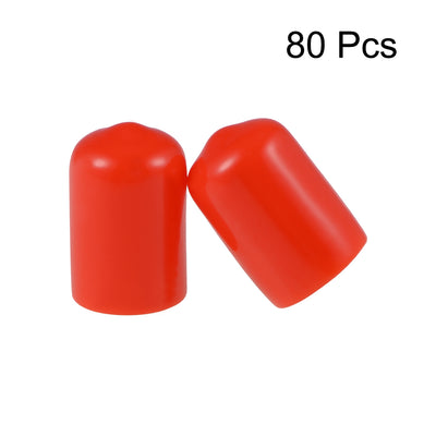Harfington Uxcell 80pcs Rubber End Caps 12mm ID 20mm Height Screw Thread Protectors Red