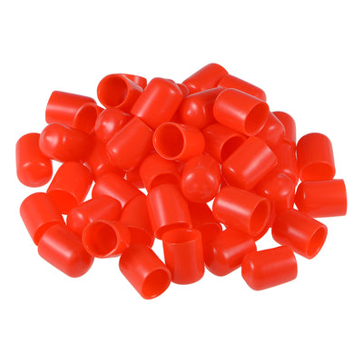 Harfington Uxcell 80pcs Rubber End Caps 13mm ID 20mm Height Screw Thread Protectors Red