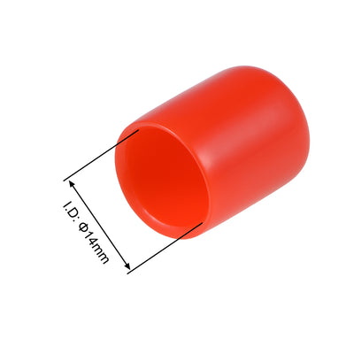Harfington Uxcell 80pcs Rubber End Caps 14mm ID 20mm Height Screw Thread Protectors Red