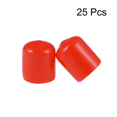 Harfington Uxcell 25pcs Rubber End Caps 15mm ID 20mm Height Screw Thread Protectors Red