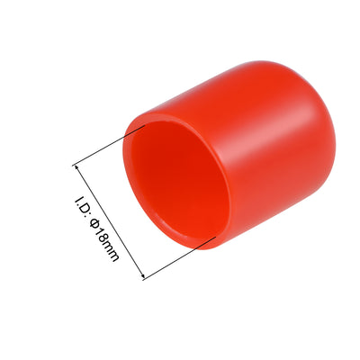 Harfington Uxcell 25pcs Rubber End Caps 18mm ID 25mm Height Screw Thread Protectors Red