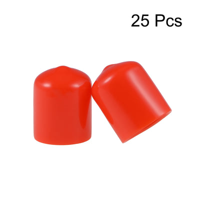 Harfington Uxcell 25pcs Rubber End Caps 19mm ID 25mm Height Screw Thread Protectors Red