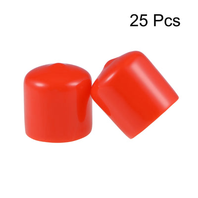 Harfington Uxcell 25pcs Rubber End Caps 22mm ID 25mm Height Screw Thread Protectors Red